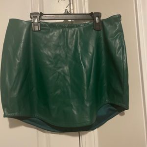 “Feeling Myself” Green Faux Leather Mini Skirt